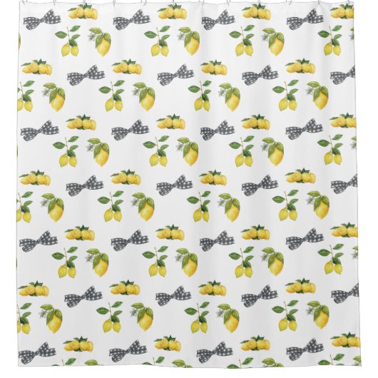 Waterverf Lemons en Bows Patroon Douchegordijn (Voorkant)