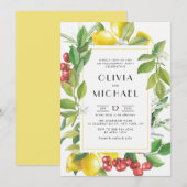 Waterverf Lemons en Cranberries Engagement Party Kaart (Voorkant / Achterkant)