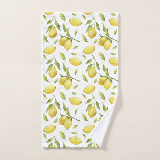Waterverf Lemons en Greenery Pattern Bad Handdoek (Handdoek)