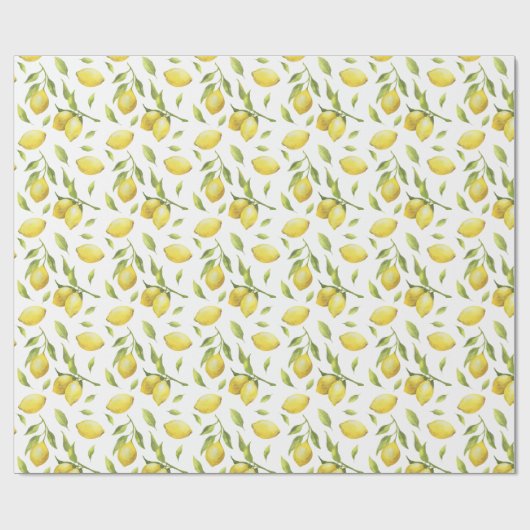 Waterverf Lemons en Greenery Pattern Cadeaupapier (Vlak)