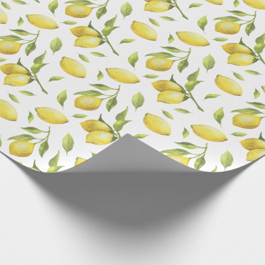  Waterverf Lemons en Greenery Pattern Cadeaupapier (Hoek)
