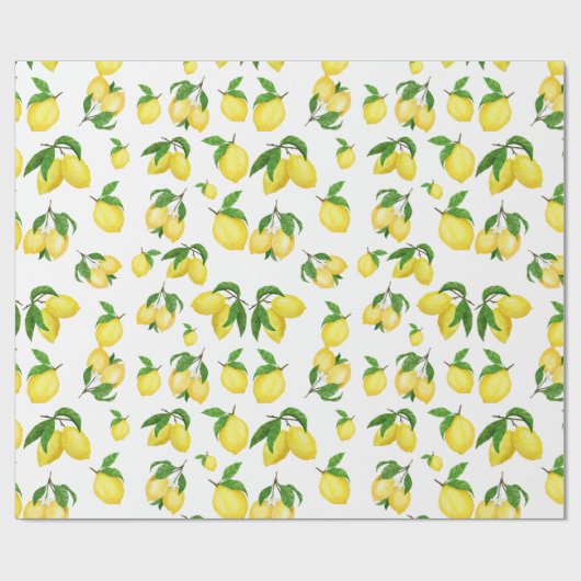Waterverf Lemons en Greenery Pattern Cadeaupapier (Vlak)