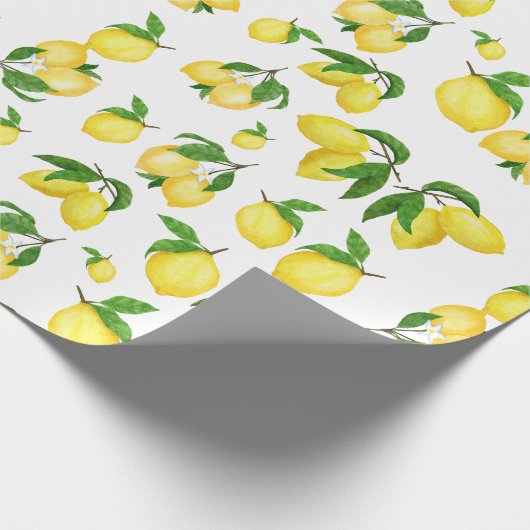 Waterverf Lemons en Greenery Pattern Cadeaupapier (Hoek)