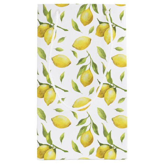 Waterverf Lemons en Greenery Pattern Klein Cadeauzakje (Achterkant)