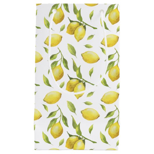  Waterverf Lemons en Greenery Pattern Klein Cadeauzakje (Voorkant)