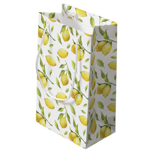  Waterverf Lemons en Greenery Pattern Klein Cadeauzakje (Achterkant Gekanteld)