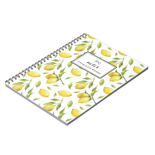 Waterverf Lemons en Greenery Pattern Notitieboek (Linkerzijde)