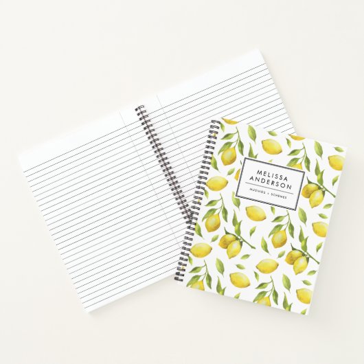  Waterverf Lemons en Greenery Pattern Notitieboek (Binnen)