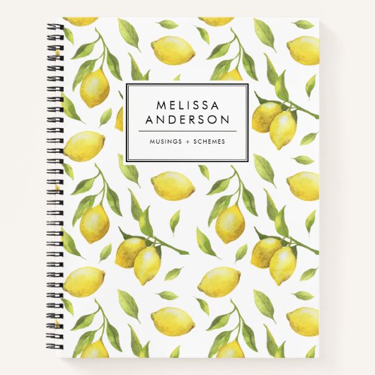 Waterverf Lemons en Greenery Pattern Notitieboek (Voorkant)
