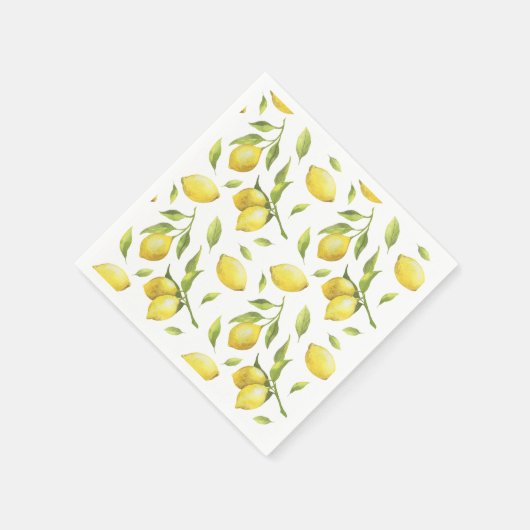  Waterverf Lemons en Greenery Pattern Servet (Hoek)