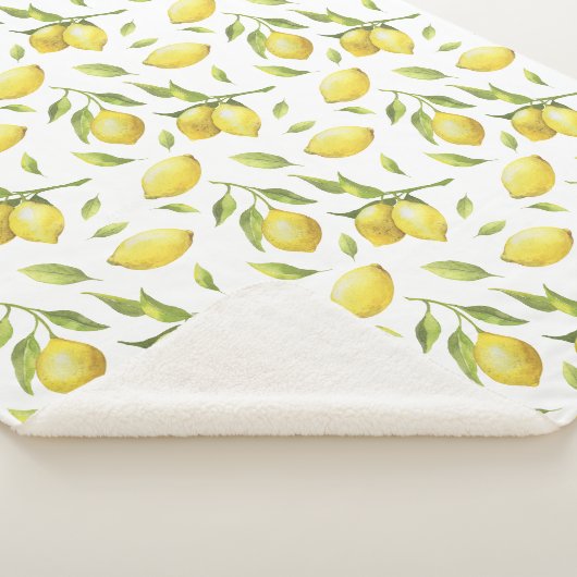  Waterverf Lemons en Greenery Pattern Sherpa Deken (3/4)