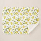 Waterverf Lemons en Greenery Pattern Sherpa Deken (Voorkant (horizontaal))