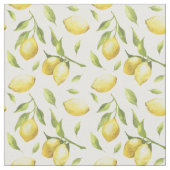  Waterverf Lemons en Greenery Pattern Stof (Close Up)