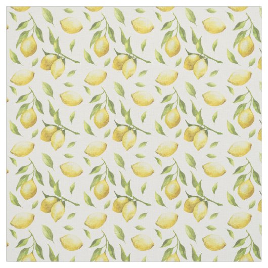  Waterverf Lemons en Greenery Pattern Stof (Swatch)