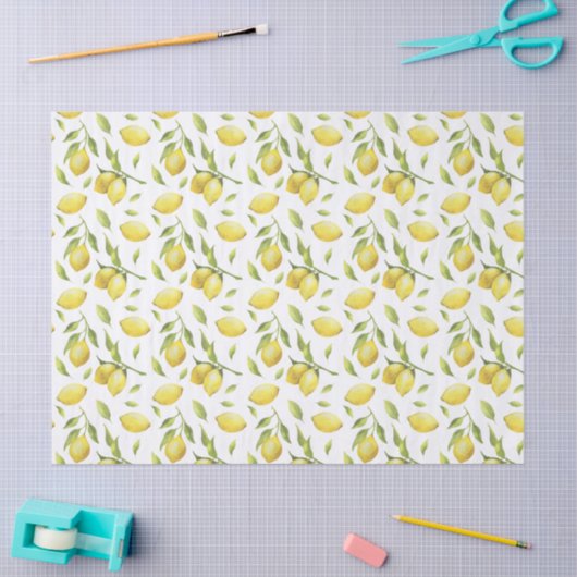 Waterverf Lemons en Greenery Pattern Tissuepapier (Craft)