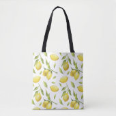  Waterverf Lemons en Greenery Pattern Tote Bag (Voorkant)