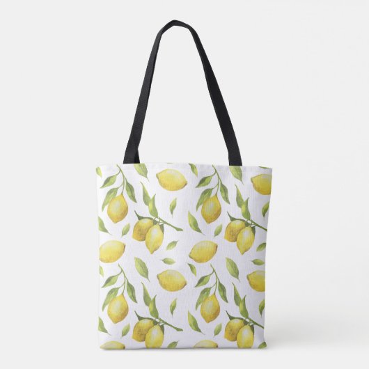  Waterverf Lemons en Greenery Pattern Tote Bag (Achterkant)