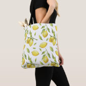  Waterverf Lemons en Greenery Pattern Tote Bag (Dichtbij)