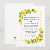 Waterverf Lemons en Greenery Wedding Kaart (Voorkant / Achterkant)