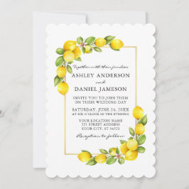 Waterverf Lemons en Greenery Wedding Kaart