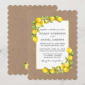 Waterverf Lemons en Greenery Wedding Kraft Kaart (Voorkant / Achterkant)