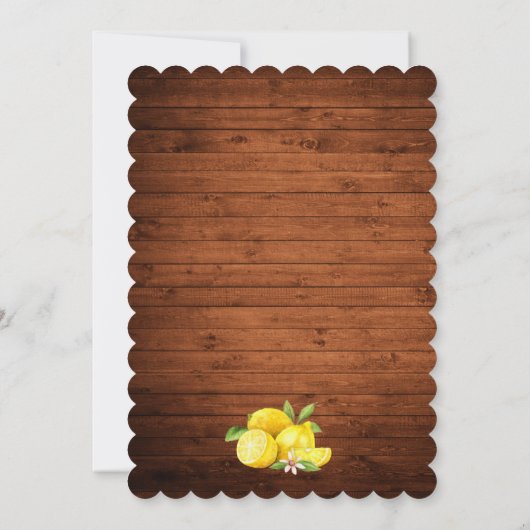 Waterverf Lemons en Greenery Wood Wedding Kaart (Achterkant)