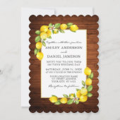 Waterverf Lemons en Greenery Wood Wedding Kaart (Voorkant)