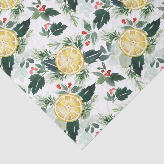 Waterverf Lemons en Grieks kerstpatroon Tissuepapier (Detail)