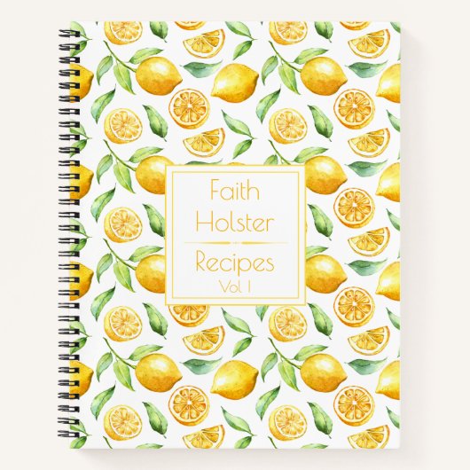 Waterverf Lemons en Leaves Recipe Book Notitieboek (Voorkant)