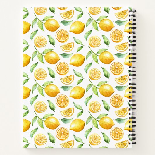 Waterverf Lemons en Leaves Recipe Book Notitieboek (Achterkant)