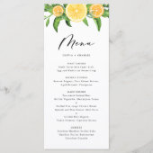 Waterverf Lemons en Sinaasappels Citrus Wedding Me Menu (Voorkant)