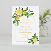 Waterverf Lemons en Sinaasappels Folie Uitnodiging (Staand Voorkant)