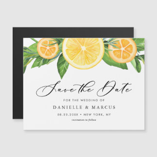 Waterverf Lemons en Sinaasappels Zomer sparen de D Magnetische Uitnodiging