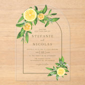 Waterverf Lemons en Sinaasappels Zomer Weddenschap Acryl Uitnodigingen (Voorkant)