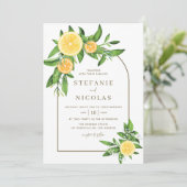 Waterverf Lemons en Sinaasappels Zomer Weddenschap Kaart (Staand voorkant)