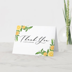 Waterverf Lemons en Sinaasappels Zomerbruiloft Bedankkaart
