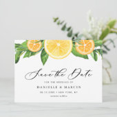 Waterverf Lemons en Sinaasappels Zomerbruiloft Save The Date (Staand voorkant)