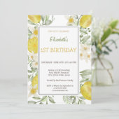 Waterverf Lemons Flowers Birthday Kaart (Staand voorkant)