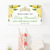 Waterverf Lemons & Flowers Welkom Verjaardagsfeest Spandoek (Insitu)