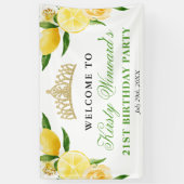 Waterverf Lemons & Flowers Welkom Verjaardagsfeest Spandoek (Verticaal)