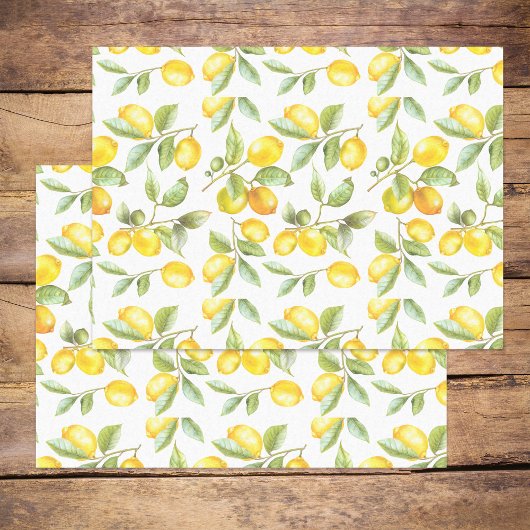 Waterverf Lemons Fresh Citrus Pattern Tissuepapier