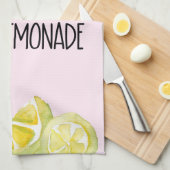 Waterverf Lemons Geel en Roze Theedoek (Quarter Fold)