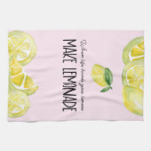 Waterverf Lemons Geel en Roze Theedoek (Horizontaal)