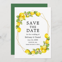 Waterverf Lemons Geo Lijst Greenery sparen de Datu Save The Date