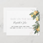 Waterverf Lemons Green Aankondigingskaart (Voorkant / Achterkant)