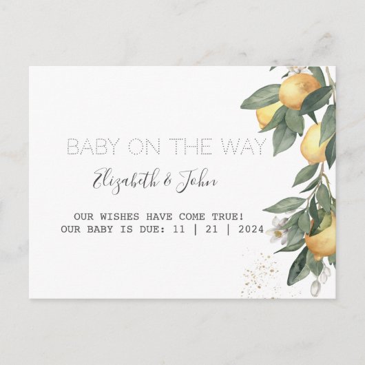 Waterverf Lemons Green Aankondigingskaart (Voorkant)