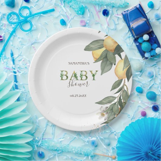 Waterverf Lemons Green Papieren Bordje (Feest)