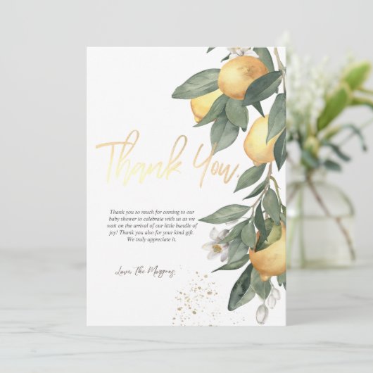 Waterverf Lemons Green Plaid Bedankkaart (Staand voorkant)