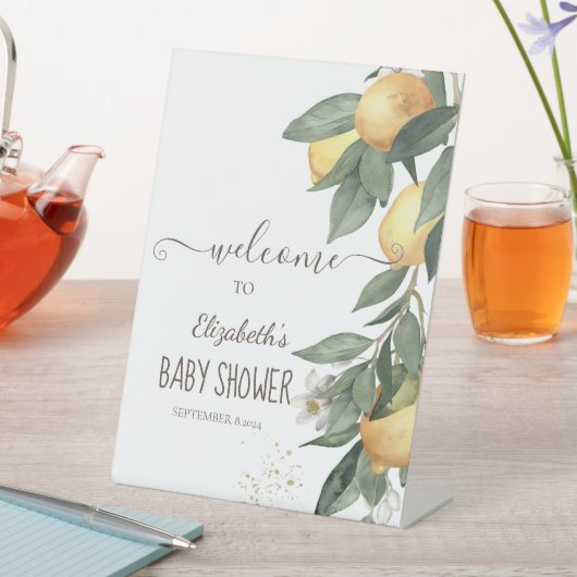 Waterverf Lemons Green Reclamebord Met Voetstuk (Insitu)