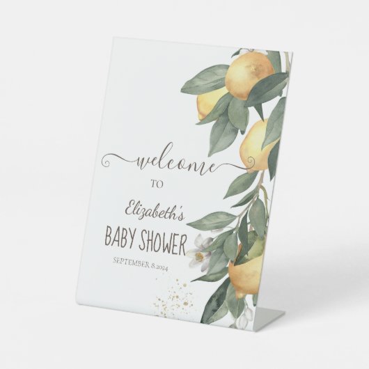 Waterverf Lemons Green Reclamebord Met Voetstuk (Voorkant)